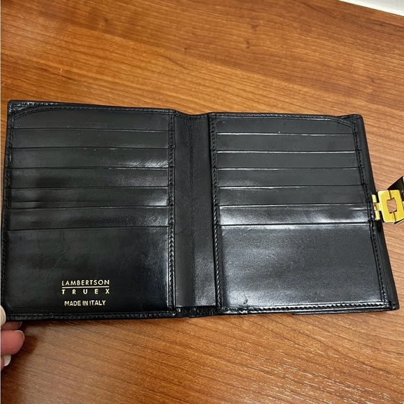 Lambertson Truex Black Leather French Wallet New EUC - Picture 3 of 11